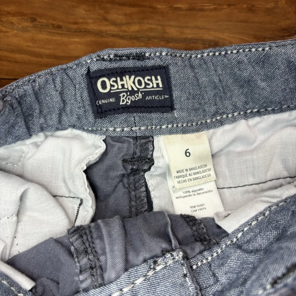 OshKosh B'gosh Sz‎ 6 Kids Boys Woven Chino Shorts Blue Casual School Style